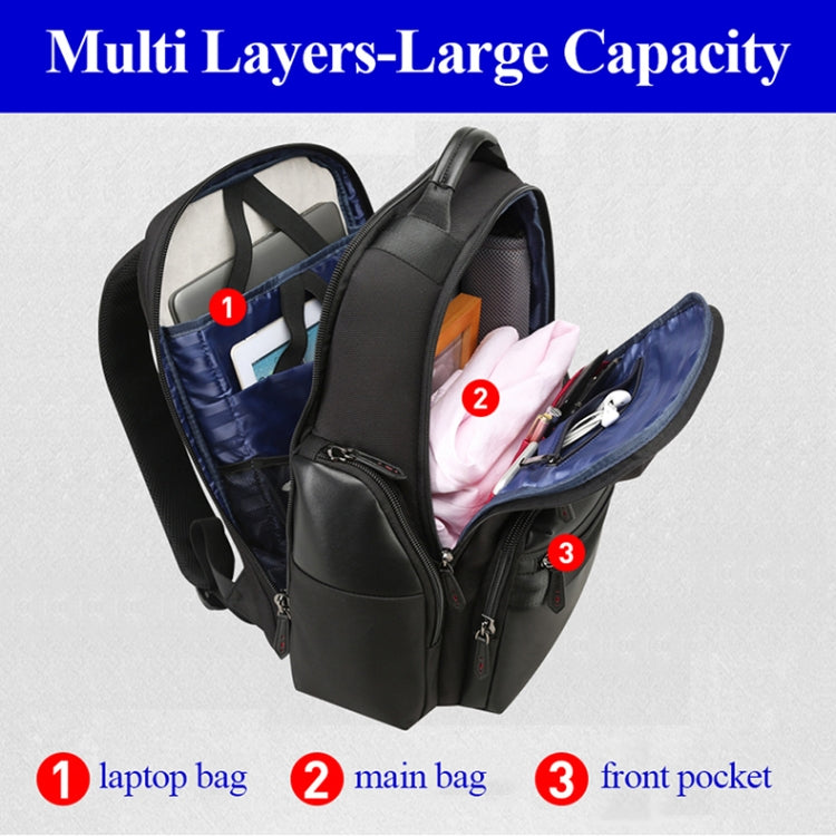 Bopai 851-014211 Business Anti-theft Waterproof Three-layer Large Capacity Double Shoulder Bag,with USB Charging Port, Size: 35.5x24x45cm, 851-014211