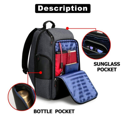 Bopai 851-014518 Business Waterproof Three-layer Large Capacity Double Shoulder Bag,with USB Charging Port, Size: 37x21x47.5cm, 851-014518