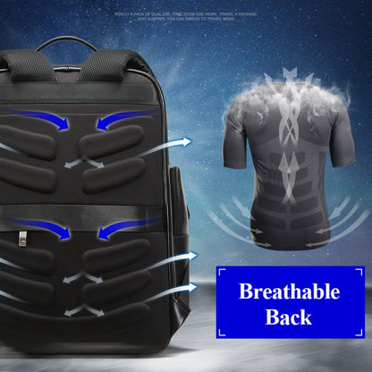 Bopai 851-019811 Large Capacity Anti-theft Waterproof Leathar Backpack Laptop Tablet Bag for 15.6 inch and Below, with USB Charging Port, 851-019811