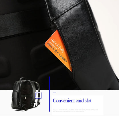 Bopai 851-019811 Large Capacity Anti-theft Waterproof Leathar Backpack Laptop Tablet Bag for 15.6 inch and Below, with USB Charging Port, 851-019811