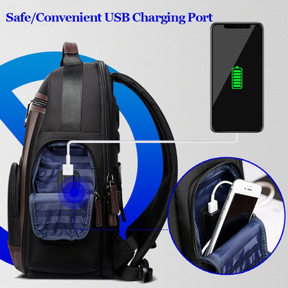 Bopai 851-008821 Outdoor Breathable Waterproof Anti-theft Large Capacity Double Shoulder Bag,with USB Charging Port, Size: 36x17x41.5cm, 851-008821