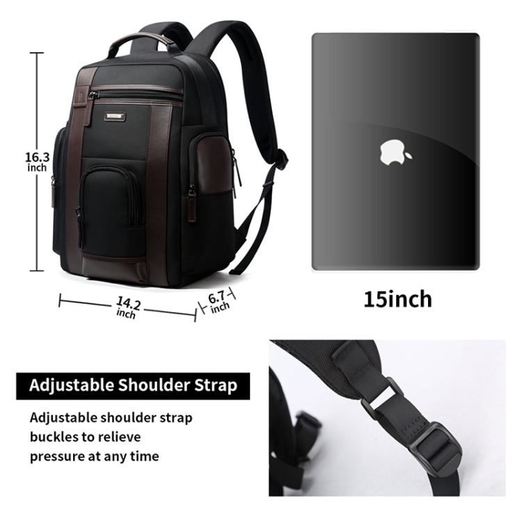Bopai 851-008821 Outdoor Breathable Waterproof Anti-theft Large Capacity Double Shoulder Bag,with USB Charging Port, Size: 36x17x41.5cm, 851-008821