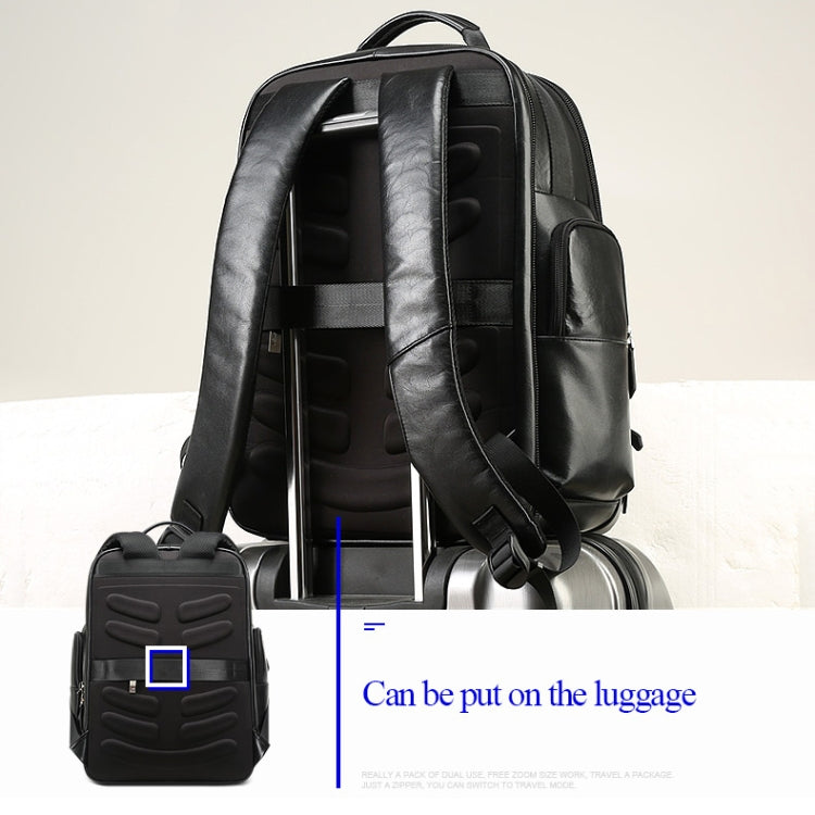 Bopai 851-01981A Top-grain Leather Business Travel Anti-theft Man Backpack, Size: 35x26x44cm, 851-01981A
