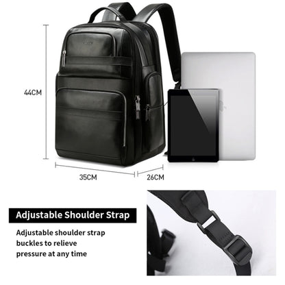 Bopai 851-01981A Top-grain Leather Business Travel Anti-theft Man Backpack, Size: 35x26x44cm, 851-01981A