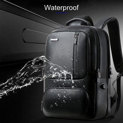 Bopai 851-024011 Top-grain Leather Business Breathable Anti-theft Man Backpack, Size: 28x18x42cm, 851-024011