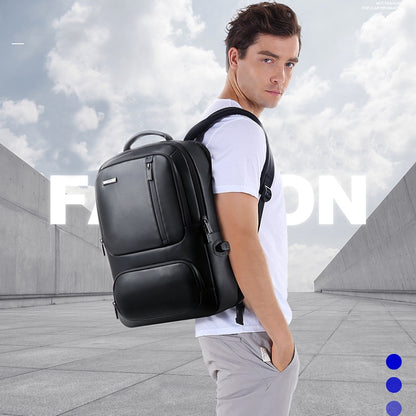 Bopai 851-024011 Top-grain Leather Business Breathable Anti-theft Man Backpack, Size: 28x18x42cm, 851-024011
