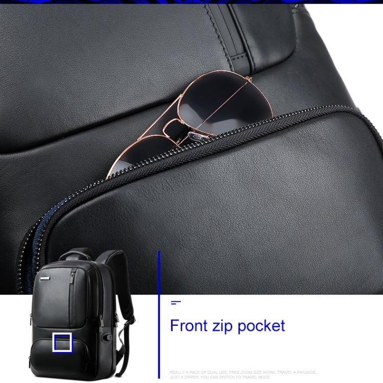 Bopai 851-024011 Top-grain Leather Business Breathable Anti-theft Man Backpack, Size: 28x18x42cm, 851-024011