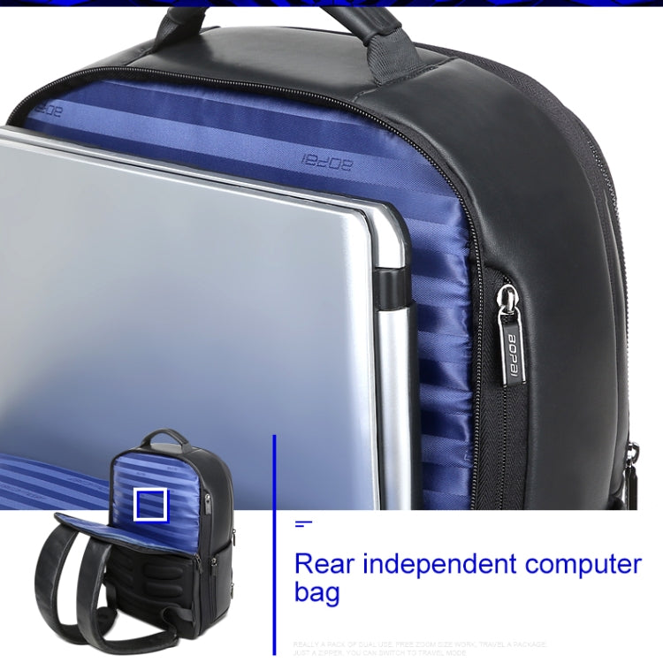 Bopai 851-024011 Top-grain Leather Business Breathable Anti-theft Man Backpack, Size: 28x18x42cm, 851-024011