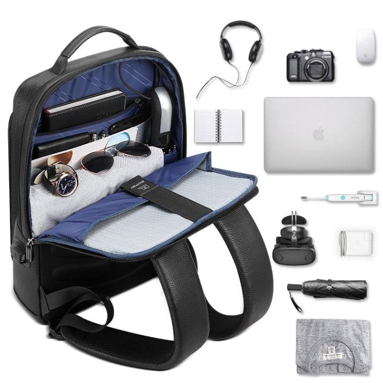 Bopai 851-036611 Large Capacity Top-grain leather Business Breathable Man Backpack, Size: 30x12x43cm, 851-036611