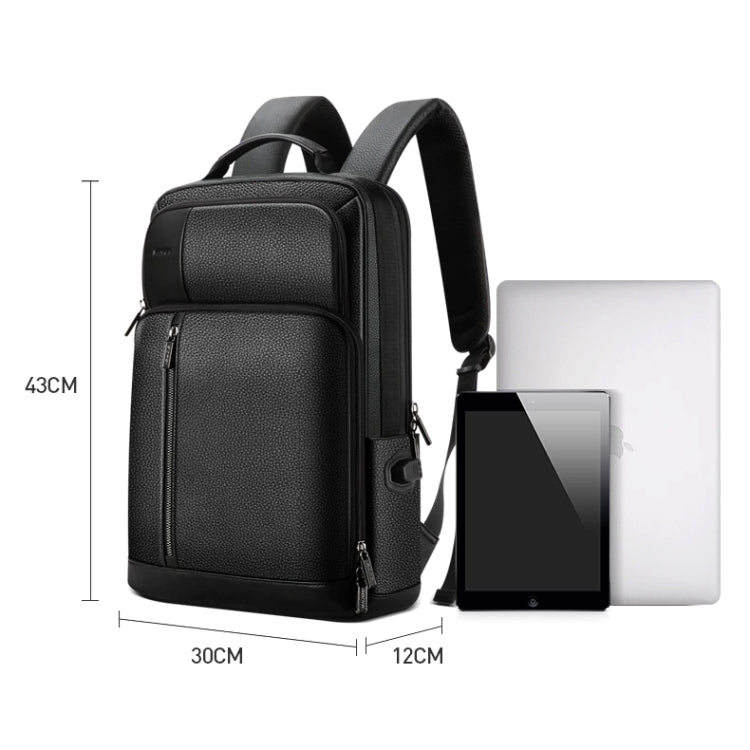 Bopai 851-036611 Large Capacity Top-grain leather Business Breathable Man Backpack, Size: 30x12x43cm, 851-036611