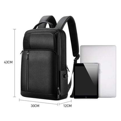 Bopai 851-036611 Large Capacity Top-grain leather Business Breathable Man Backpack, Size: 30x12x43cm, 851-036611