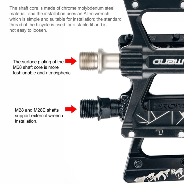 PROMEND PD-M28E 1 Pair Bicycle Aluminum Alloy DU Bearings Pedals with LED, PD-M28E
