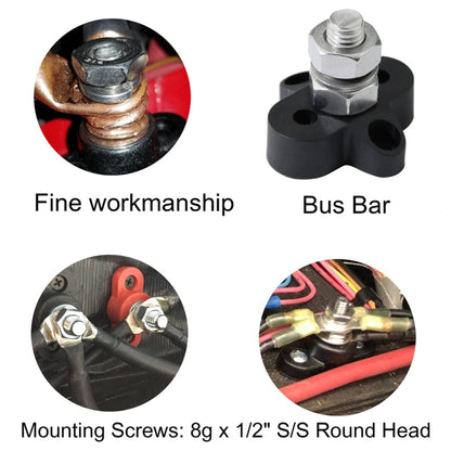 Single Heavy-Duty Terminal Studs Black  M10 Bus Bar for Car / RV / Boat, M10 Black