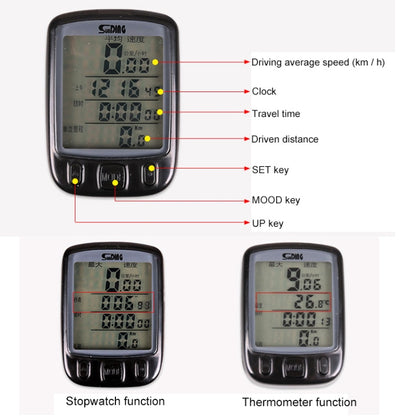 SUNDING 563C Bike Bicycle Waterproof Wireless LCD Screen Luminous Mileage Speedometer Odometer, English Version, 563C (Yellow), 563C(Black), 563C(Blue)
