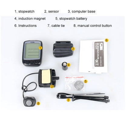 SUNDING 563C Bike Bicycle Waterproof Wireless LCD Screen Luminous Mileage Speedometer Odometer, English Version, 563C (Yellow), 563C(Black), 563C(Blue)