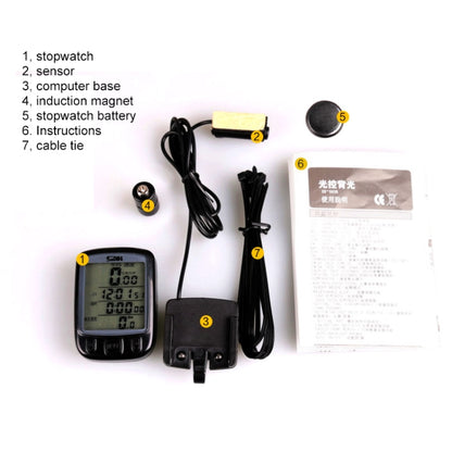 SUNDING 563A Bike Bicycle Waterproof Wired LCD Screen Luminous Mileage Speedometer Odometer, Chinese Version, 563A, Chinese Version