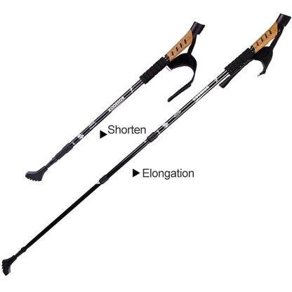 KODENOR Outdoor Mountaineering Portable Foldable Aluminium Alloy Straight Handle Alpenstocks Trekking Poles, Length : 66-135CM, Length : 66-135CM (Black), Length : 66-135CM (Blue), Length : 66-135CM (Red), Length : 66-135CM (Silver)