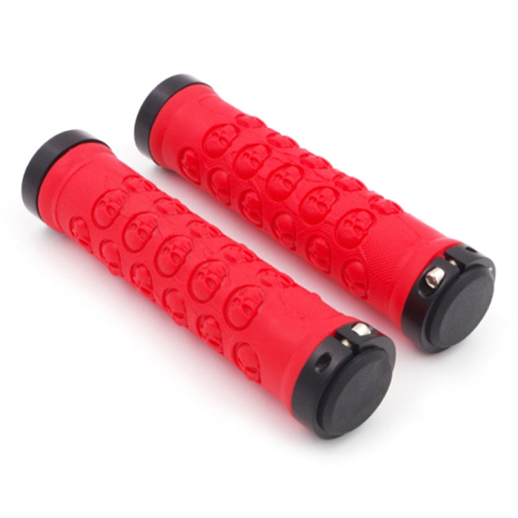 1 Pair AG23 Skull Style Bicycle MTB Bike Lock-on Rubber Handlebar Grips, Skull Style