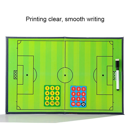 Foldable Football Coach Demonstration Board Magnetic Football Coach Board Clipboard Book Cover with Pen, Foldable Cover