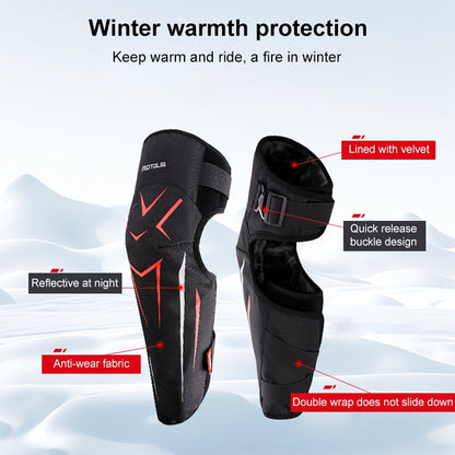 MOTOLSG 2 in 1 Knee Pads Motorcycle Bicycle Riding Warm Fleece Soft Protective Gear, Without CE Protector