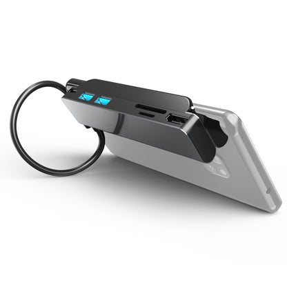 AD-065 6 in 1 USB-C / Type-C to 4K HDMI + SD / TF Card Slot + Type-C + 2 USB 3.0 Back Clip Style Multifunctional Docking Station HUB, 6 In 1 Back Clip Style