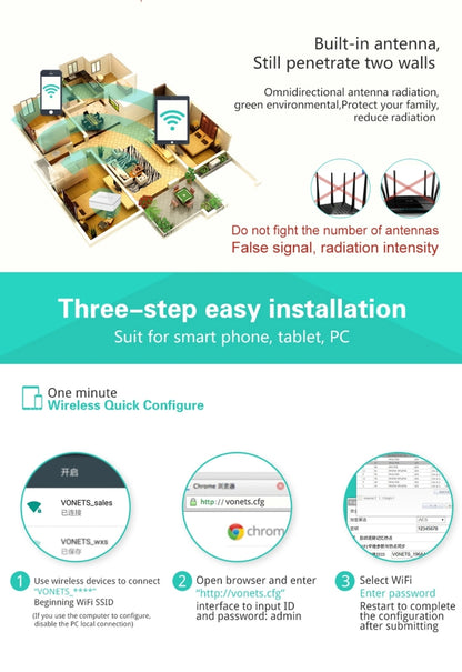 VONETS VAR11N-300 Mini 300Mbps WiFi Repeater & Router & Bridge, Support 802.11N, VAR11N-300