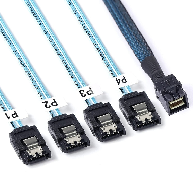 Mini SAS SFF-8643 Host to 7-Pin 4 SATA Target Hard Disk 6Gbps Data Server Raid Cable, Length: 1m, SFF-8643 (Length: 1m)