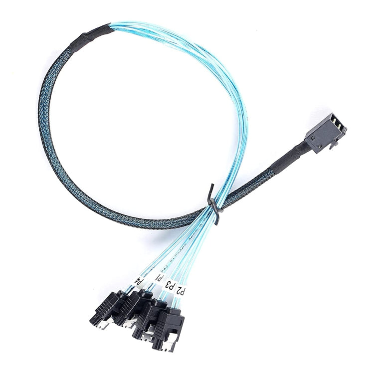 Mini SAS SFF-8643 Host to 7-Pin 4 SATA Target Hard Disk 6Gbps Data Server Raid Cable, Length: 1m, SFF-8643 (Length: 1m)