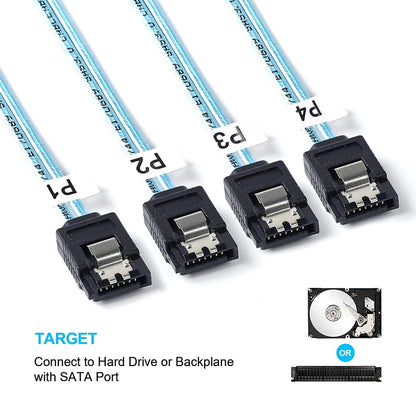 Mini SAS SFF-8643 Host to 7-Pin 4 SATA Target Hard Disk 6Gbps Data Server Raid Cable, Length: 1m, SFF-8643 (Length: 1m)