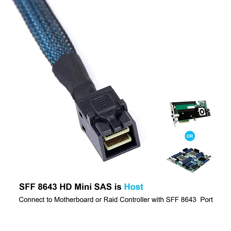 Mini SAS SFF-8643 Host to 7-Pin 4 SATA Target Hard Disk 6Gbps Data Server Raid Cable, Length: 1m, SFF-8643 (Length: 1m)