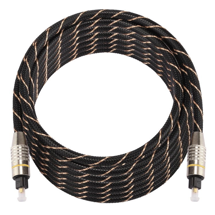 5m OD6.0mm Gold Plated Metal Head Woven Net Line Toslink Male to Male Digital Optical Audio Cable, Length: 5m