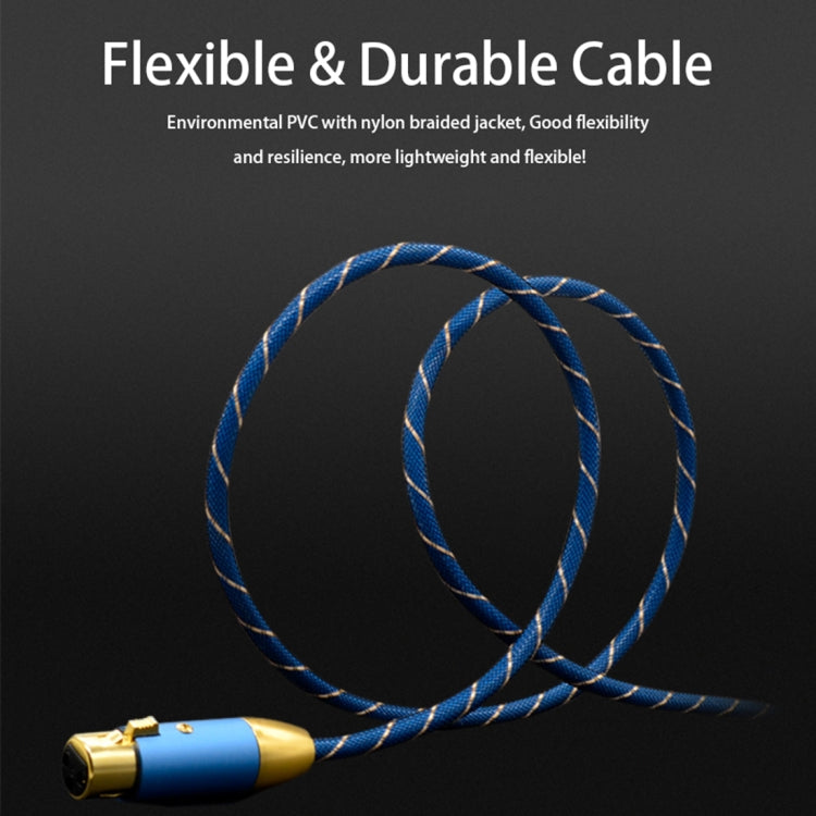 EMK XLR Male to Female Gold-plated Plug Grid Nylon Braided Cannon Audio Cable for XLR Jack Devices, Length: 2m