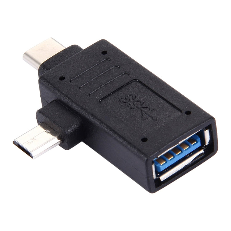 USB-C / Type-C Male + Micro USB Male to USB 3.0 Female Adapter, USB 3.0