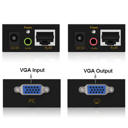 VGA & Audio Extender 1920x1440 HD 100m Cat5e / 6-568B Network Cable Sender Receiver Adapter, Transmission Distance: 100m