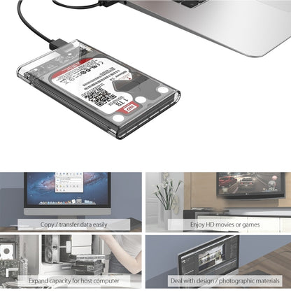 ORICO 2139U3-CR USB3.0 Transparent External Hard Disk Box Storage Case for 9.5mm 2.5 inch SATA HDD / SSD, USB 3.0 (2.5 inch)
