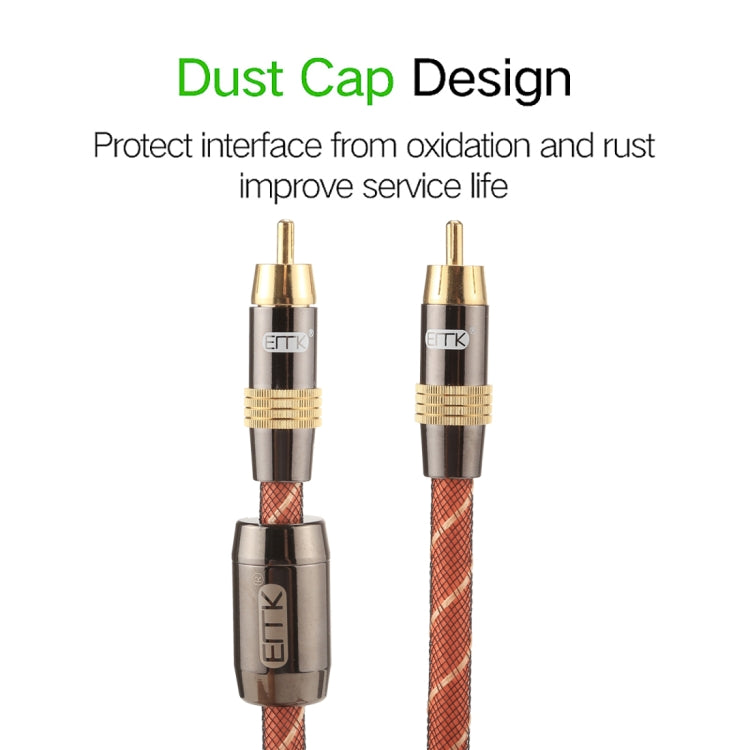 EMK TZ/A 5m OD8.0mm Gold Plated Metal Head RCA to RCA Plug Digital Coaxial Interconnect Cable Audio / Video RCA Cable, Length: 5m