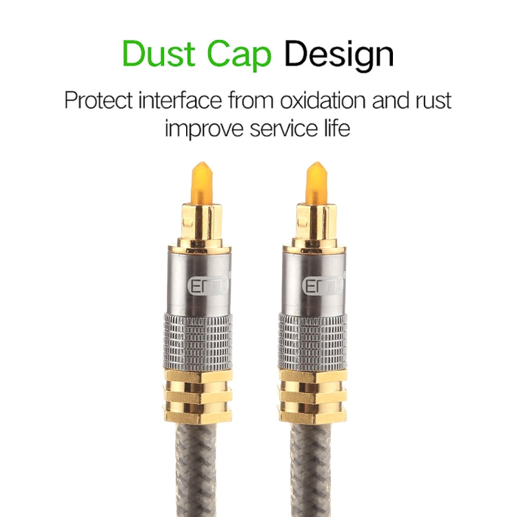 EMK YL-A 15m OD8.0mm Gold Plated Metal Head Toslink Male to Male Digital Optical Audio Cable, Length: 15m
