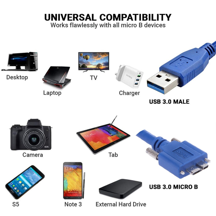 USB 3.0 Micro-B Male to USB 3.0 Male Cable, Length: 60cm, Length: 60cm