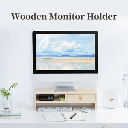 ORICO MSR-05-WD-BP 2-layer Wood Grain Computer Monitor Holder with Drawer, Size: 50 x 20 x 13.5cm, 2-layer with Drawer, Size: 50 x 20 x 13.5cm