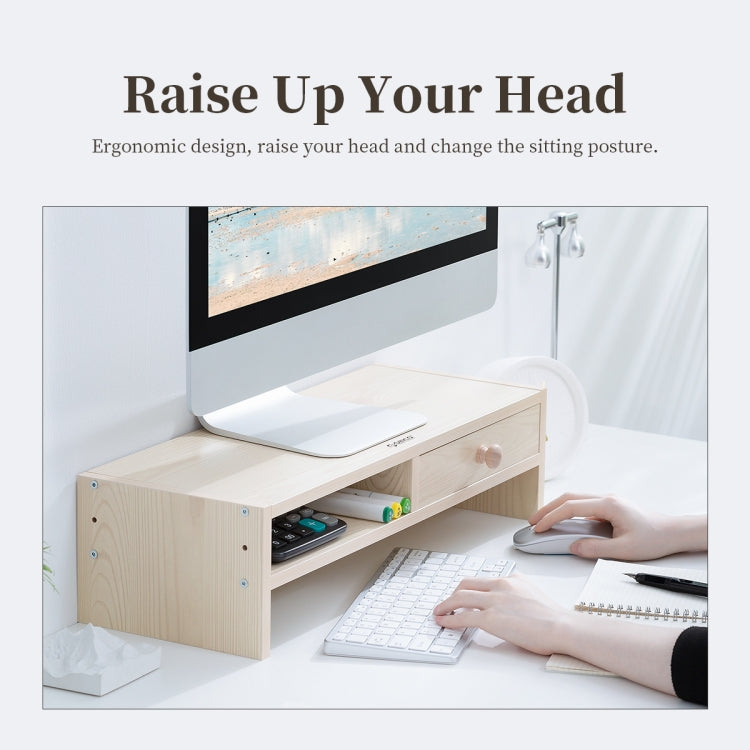ORICO MSR-05-WD-BP 2-layer Wood Grain Computer Monitor Holder with Drawer, Size: 50 x 20 x 13.5cm, 2-layer with Drawer, Size: 50 x 20 x 13.5cm