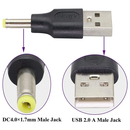 10 PCS 4.0 x 1.7mm Male to USB 2.0 Male DC Power Plug Connector, 4.0 x 1.7mm Male