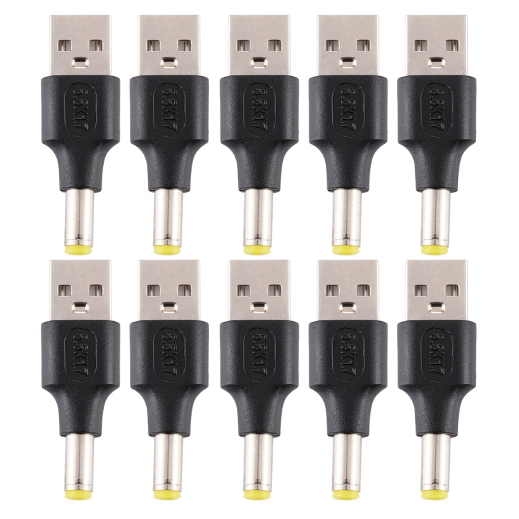 10 PCS 5.5 x 1.7mm Male to USB 2.0 Male DC Power Plug Connector, 5.5 x 1.7mm