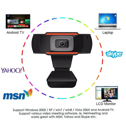 HD 720P Rotatable Computer Camera USB Webcam PC Camera for Skype / Android TV, 720P