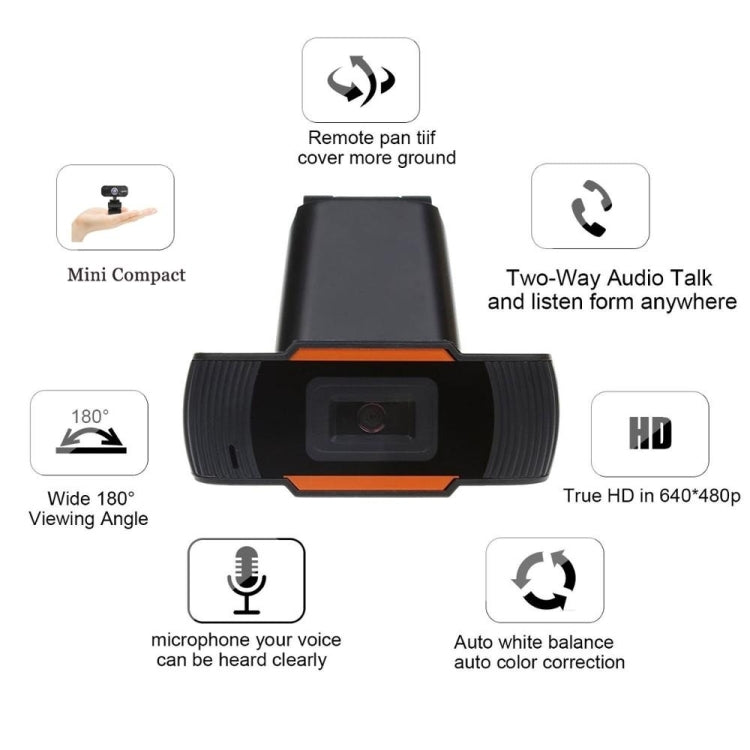 HD 720P Rotatable Computer Camera USB Webcam PC Camera for Skype / Android TV, 720P