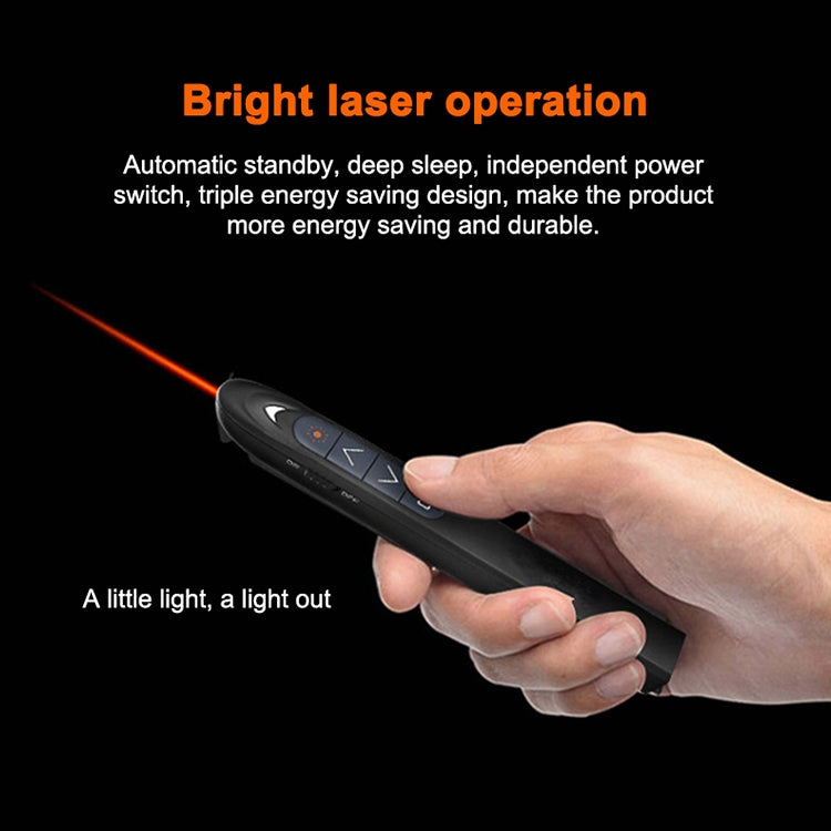 XM930 2.4GHz Wireless Laser PowerPoint Page Turning Pen Multimedia Wireless Presentation Projection Pen with USB Receiver, Support Low Battery Remind, Remote Control Distance: 100m, 100m White, 100m Black