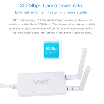 VONETS VAP11S 2.4G Mini Wireless Bridge 300Mbps WiFi Repeater with 2 Antennas, VAP11S