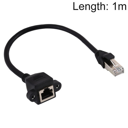 RJ45 Female to Male CAT5E Network Panel Mount Screw Lock Extension Cable, Length: 1m, 1m