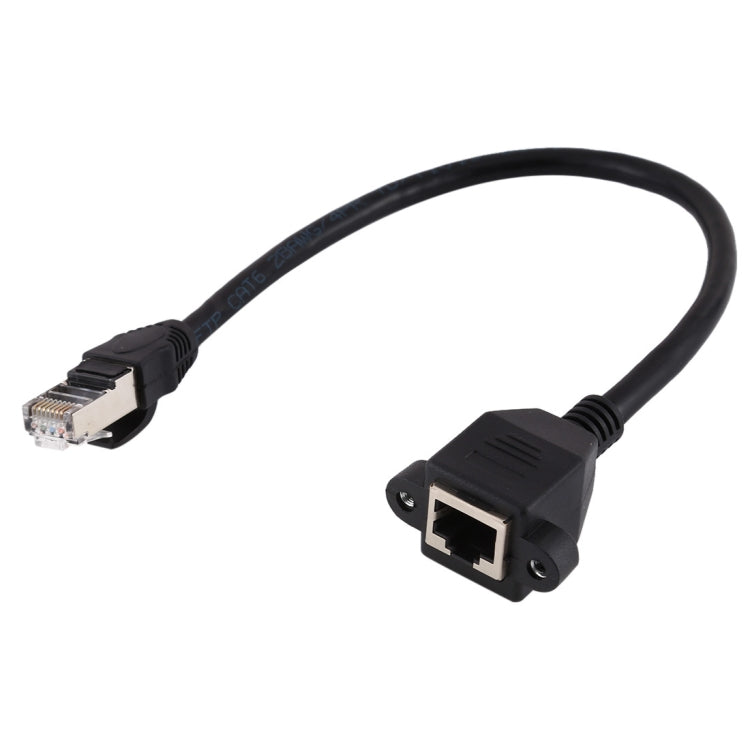 RJ45 Female to Male CAT5E Network Panel Mount Screw Lock Extension Cable, Length: 1m, 1m