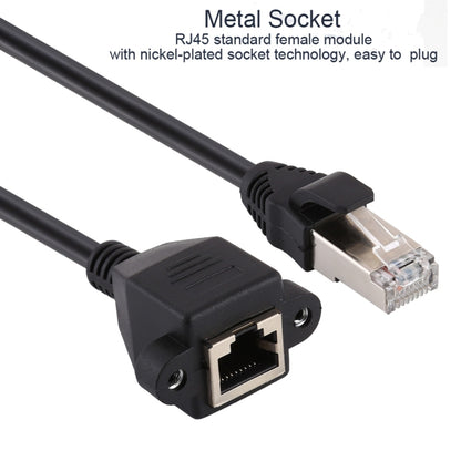 RJ45 Female to Male CAT5E Network Panel Mount Screw Lock Extension Cable, Length: 1m, 1m