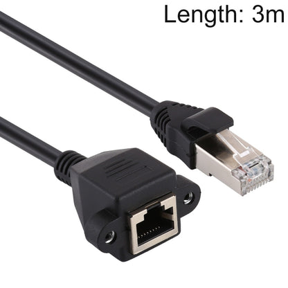 RJ45 Female to Male CAT6E Network Panel Mount Screw Lock Extension Cable, Length: 3m, Length: 3m